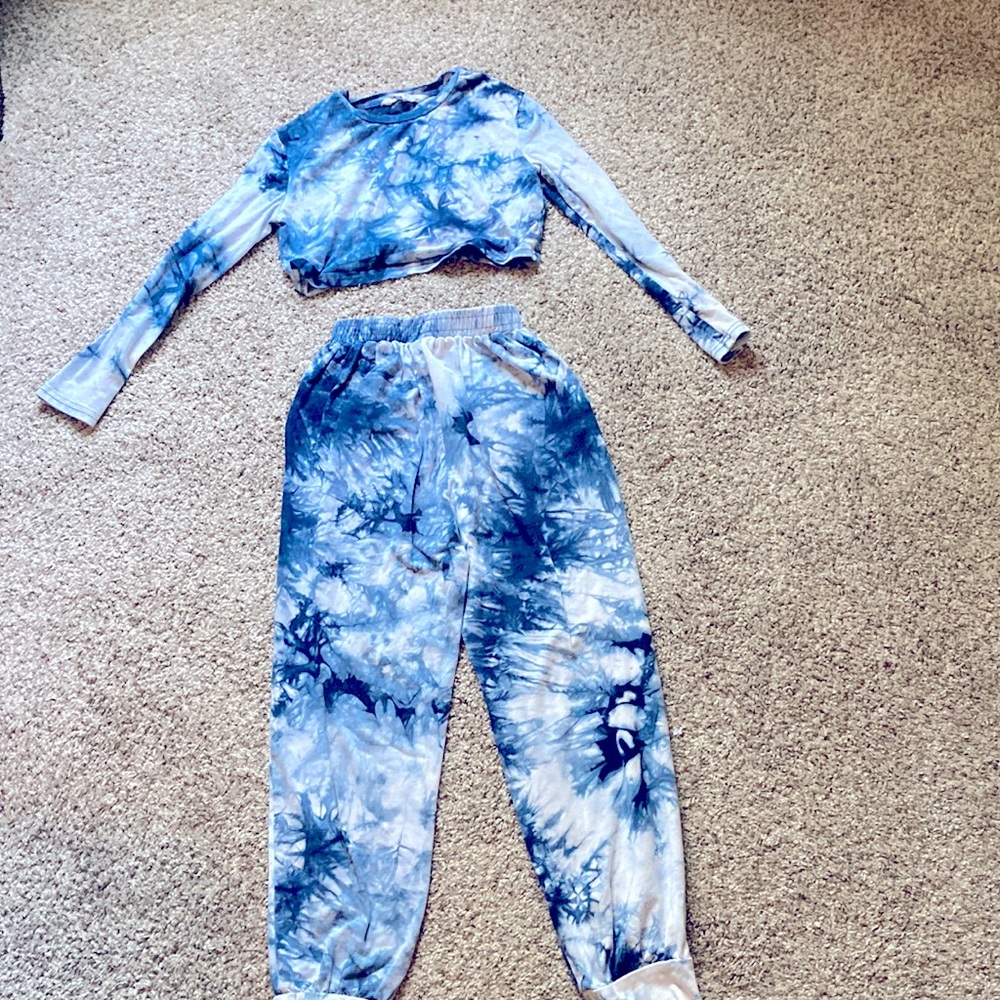 Blue tie dye kids two peice